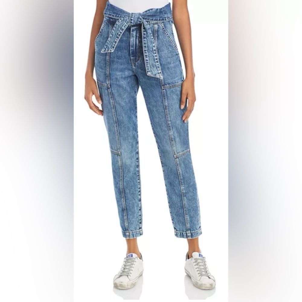 Jonathan Simkhai Blue Tie-Waist Straight Leg Jeans, size 26